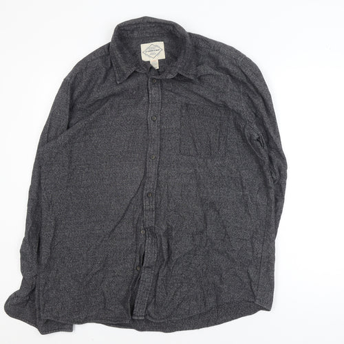 St John's Bay Men's Grey Cotton Long Sleeve Flannel Shirt Size L