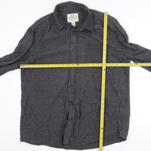 St John's Bay Men's Grey Cotton Long Sleeve Flannel Shirt Size L