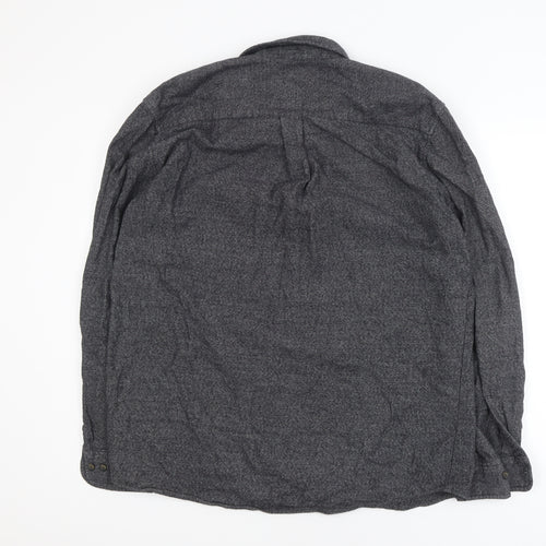 St John's Bay Men's Grey Cotton Long Sleeve Flannel Shirt Size L