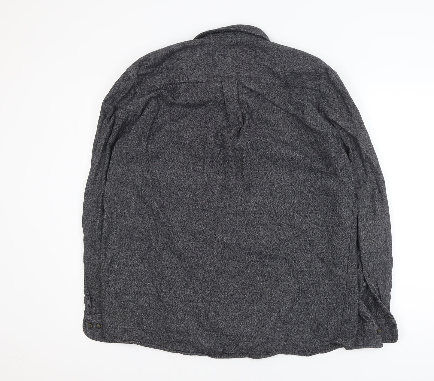 St John's Bay Men's Grey Cotton Long Sleeve Flannel Shirt Size L