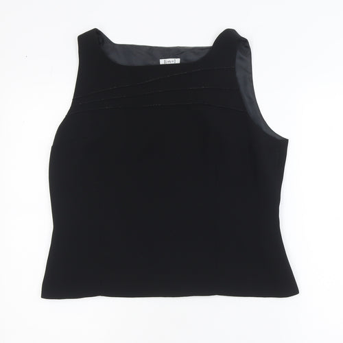 Lady H Women Black Sleeveless Basic Polyester Blouse Size 16