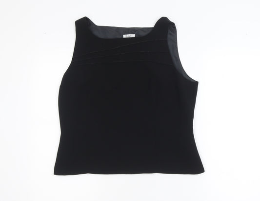 Lady H Women Black Sleeveless Basic Polyester Blouse Size 16