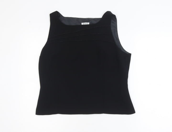 Lady H Women Black Sleeveless Basic Polyester Blouse Size 16