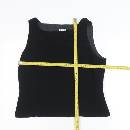 Lady H Women Black Sleeveless Basic Polyester Blouse Size 16