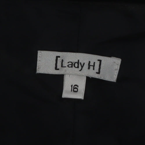 Lady H Women Black Sleeveless Basic Polyester Blouse Size 16