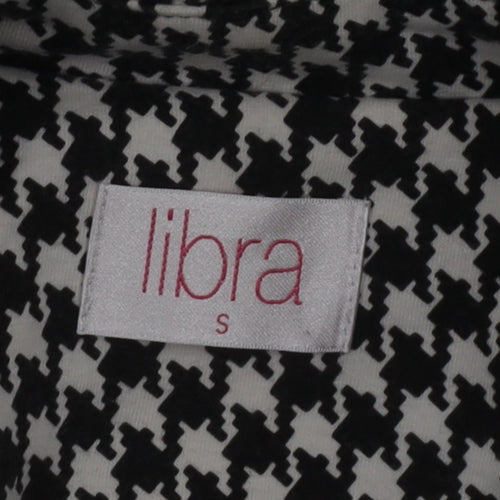 Libra Women's Black Houndstooth Trim Two-Button Blazer Size S
