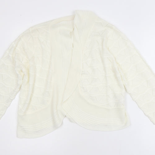 Julipa Women’s Ivory Plus Size 16/18 Open-Knit Cardigan