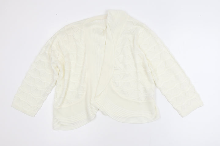 Julipa Women’s Ivory Plus Size 16/18 Open-Knit Cardigan
