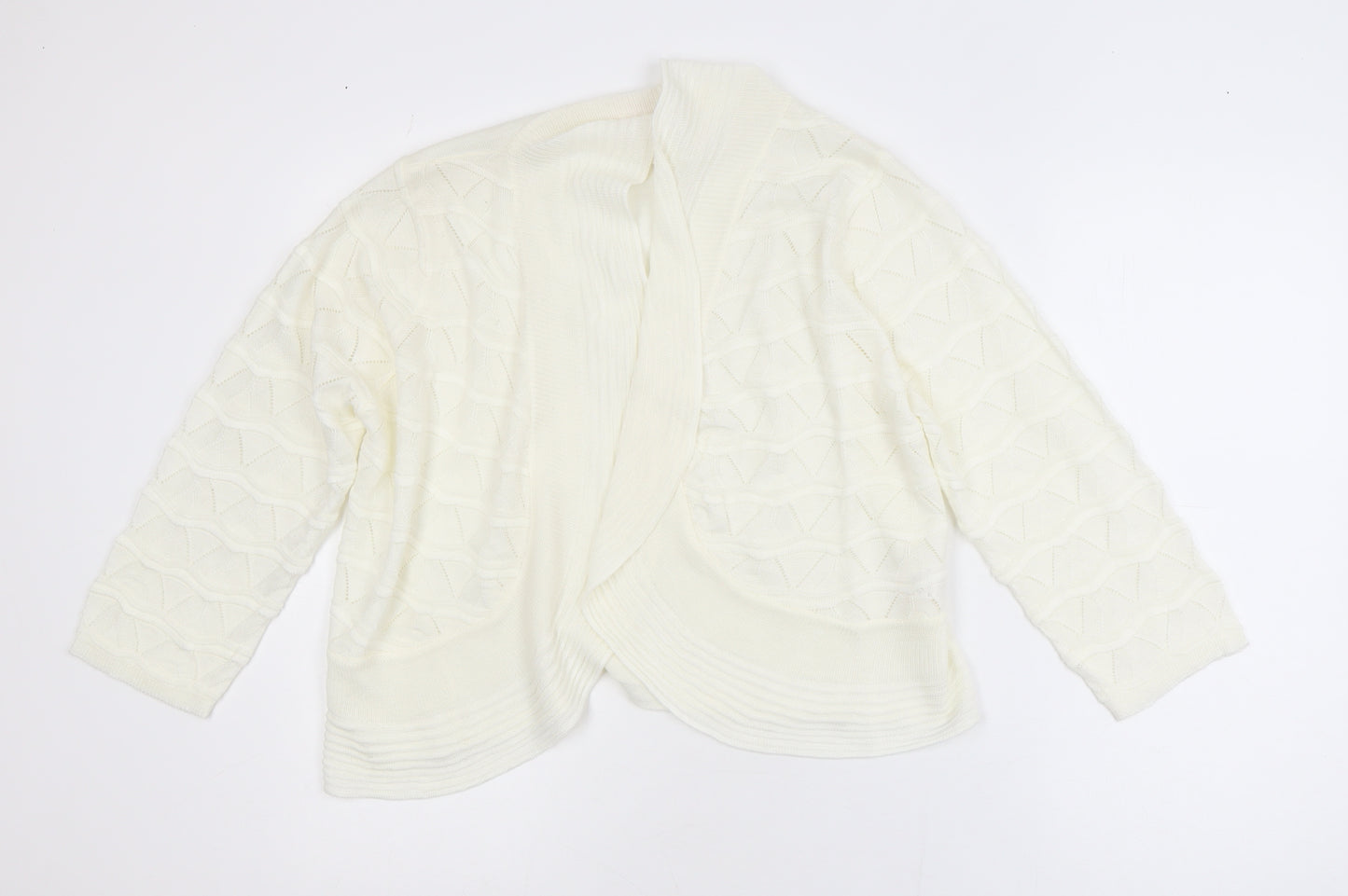 Julipa Women’s Ivory Plus Size 16/18 Open-Knit Cardigan