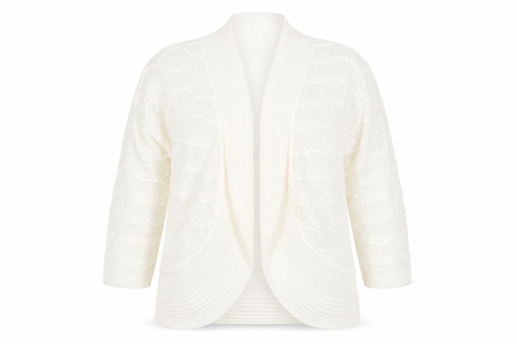 Julipa Women’s Ivory Plus Size 16/18 Open-Knit Cardigan