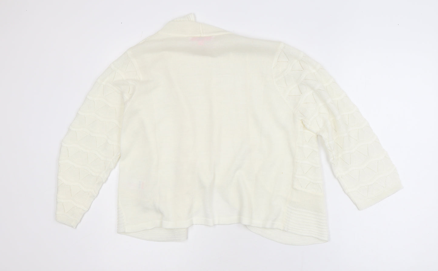 Julipa Women’s Ivory Plus Size 16/18 Open-Knit Cardigan
