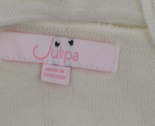 Julipa Women’s Ivory Plus Size 16/18 Open-Knit Cardigan