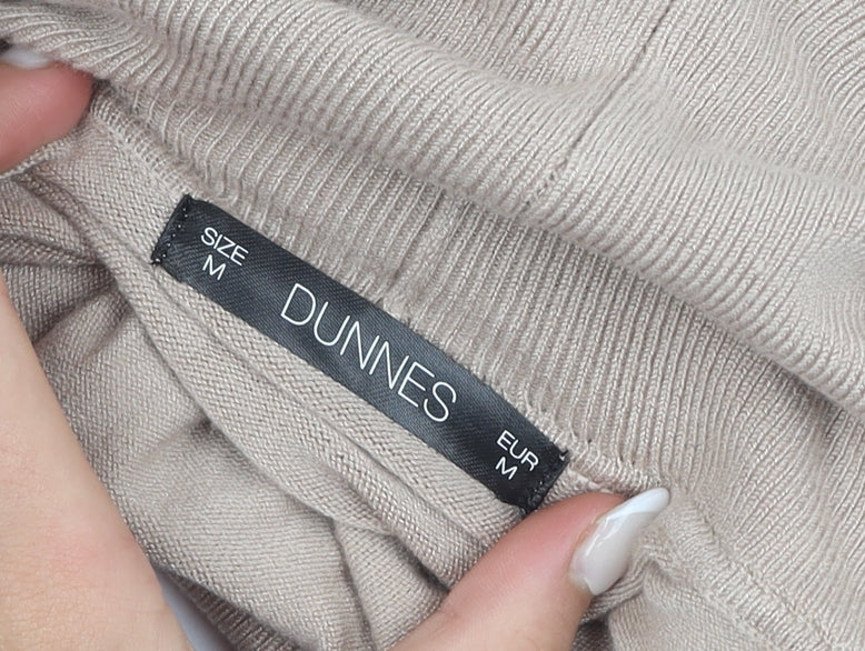 Dunnes Women Beige Striped Roll Neck Short Sleeve Jumper Size M