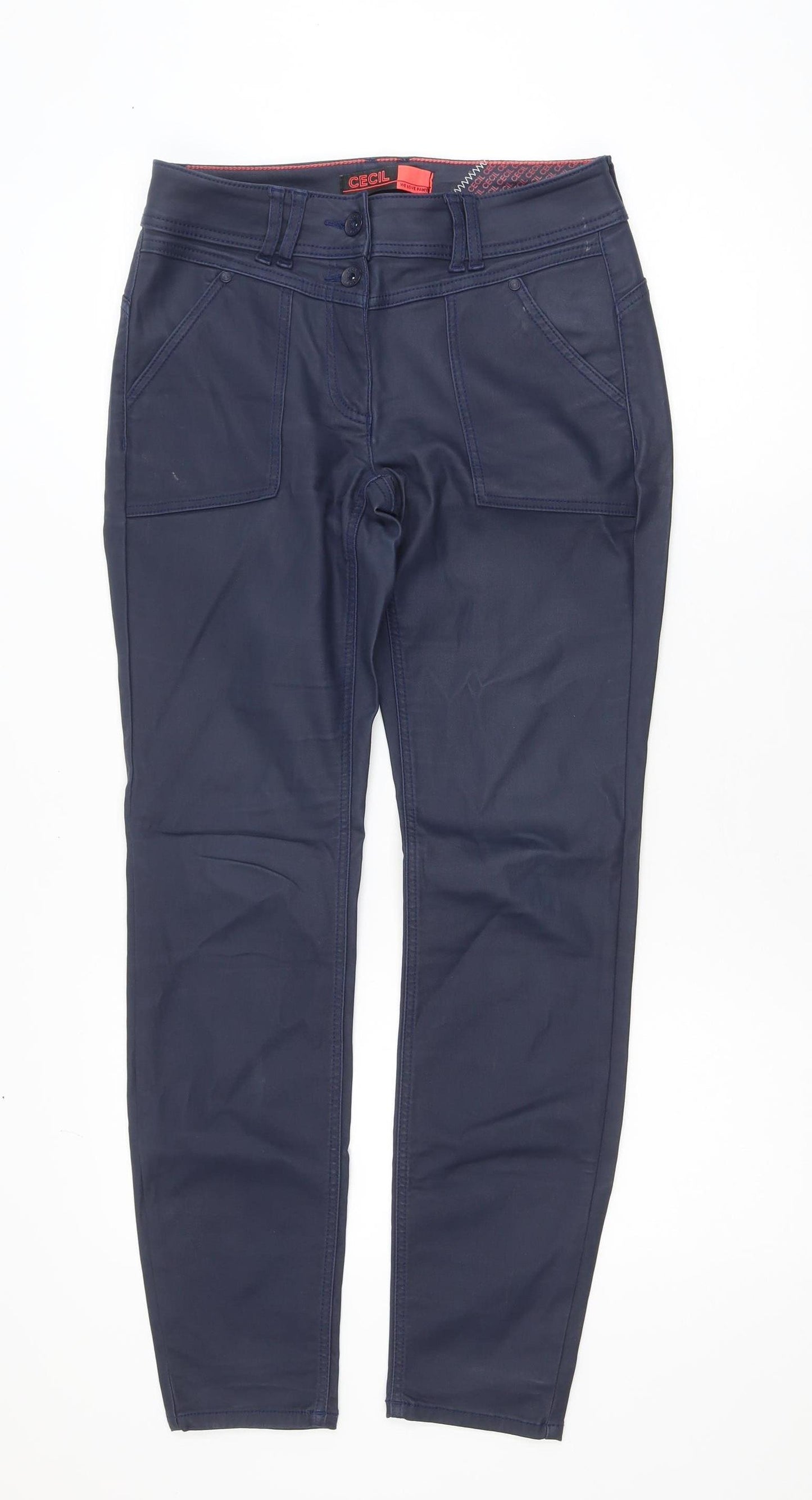 Cecil Women Blue Slim Fit Chino Trousers Size 26