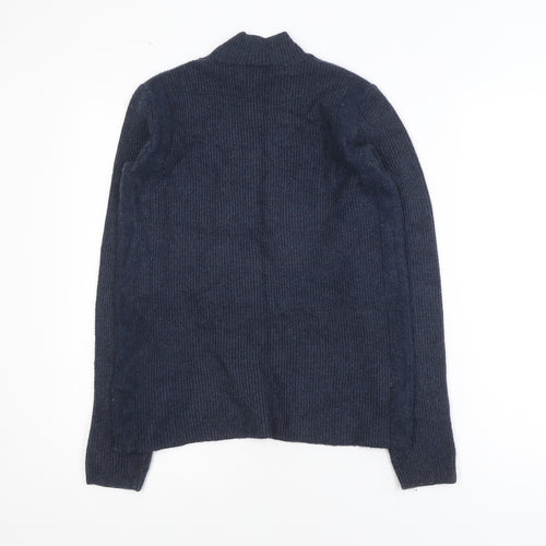 VILA Unisex Blue XS Ribbed Mock Neck Pullover Jumper