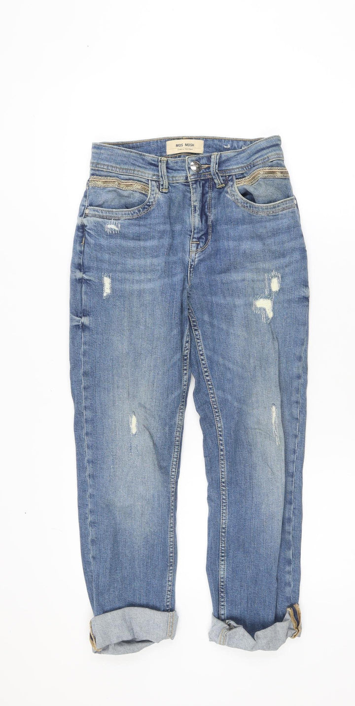 MOS MOSH Women's Blue Distressed Boyfriend Jeans Size 24