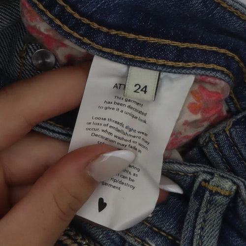 MOS MOSH Women's Blue Distressed Boyfriend Jeans Size 24
