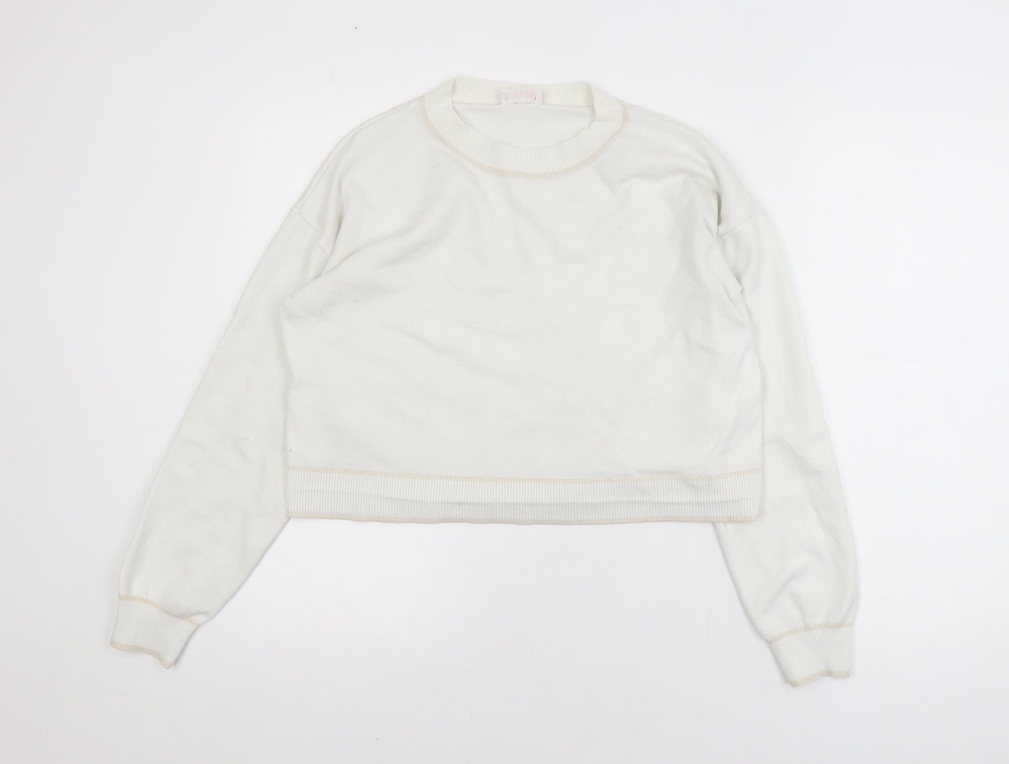 Savida Women Ivory Knit Crew Neck Pullover Jumper Size 14