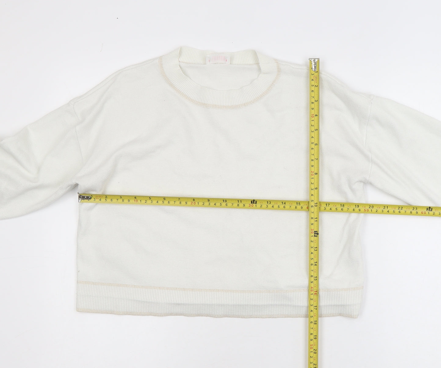 Savida Women Ivory Knit Crew Neck Pullover Jumper Size 14