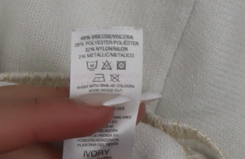 Savida Women Ivory Knit Crew Neck Pullover Jumper Size 14