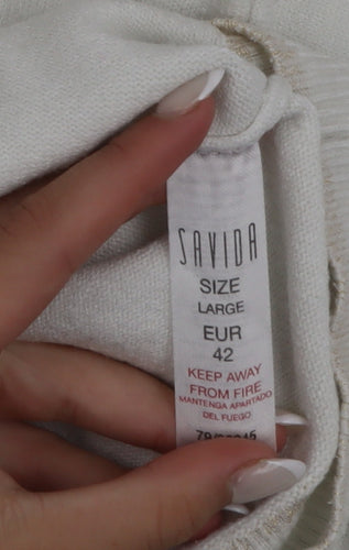 Savida Women Ivory Knit Crew Neck Pullover Jumper Size 14