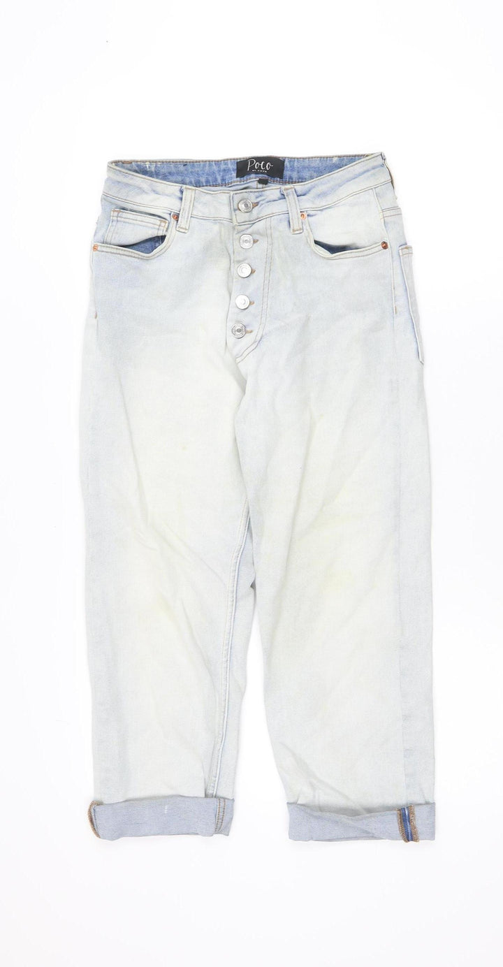 Poco by Pippa Women's Blue Button Crop Slim Fit Jeans Size 8S