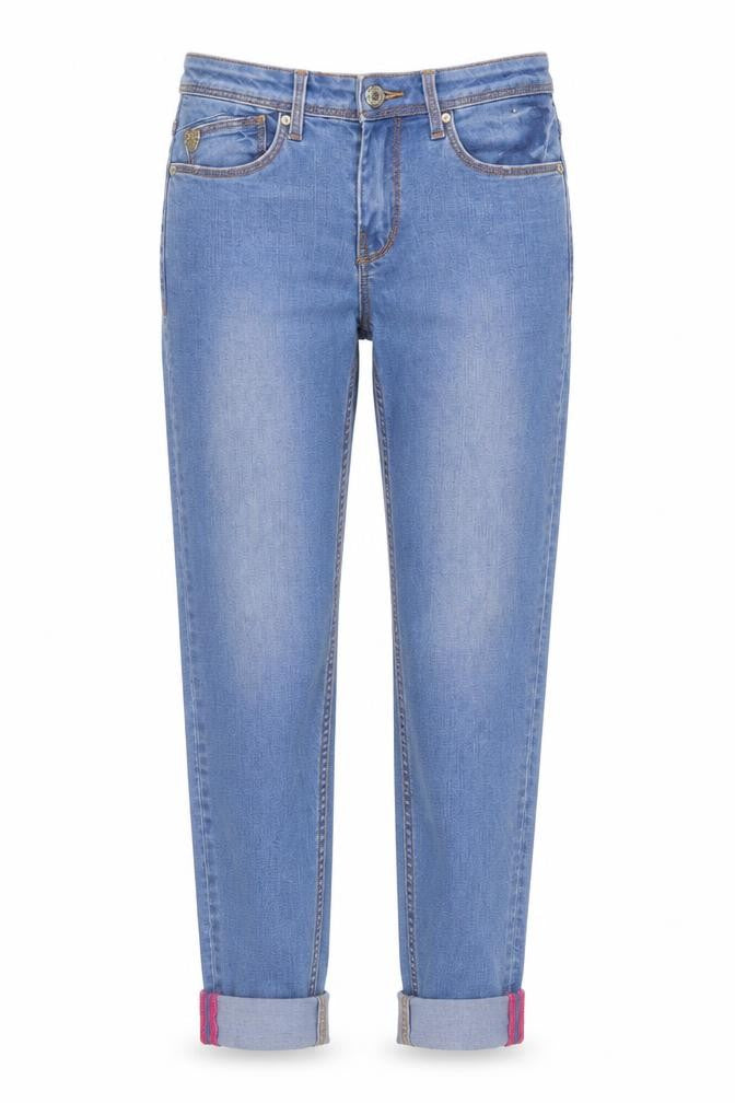 Front view of Rant & Rave Women Blue Jeans, size 8, Ankle Slim Fit Denim