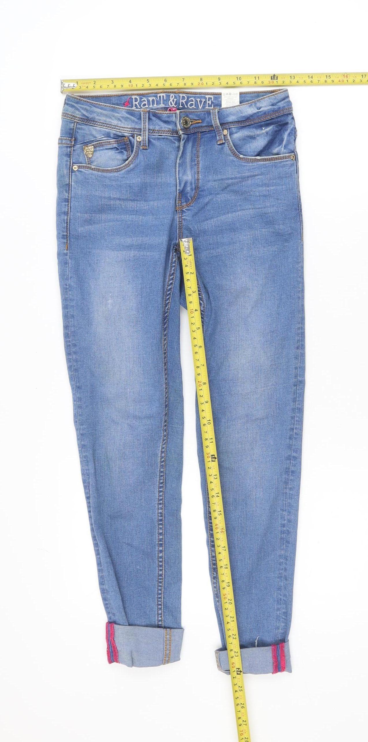 Rant & Rave Women Blue Jeans Size 8 Ankle Slim Fit Denim