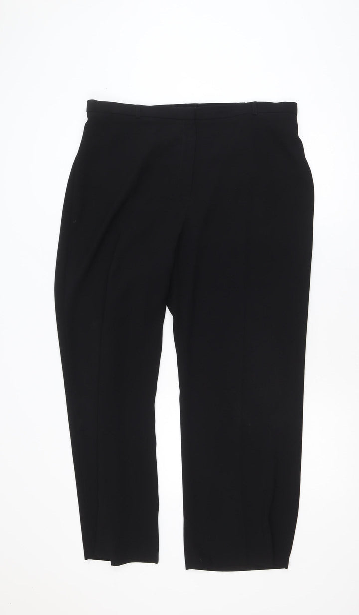 Dunnes Stores Womens Black Polyester Straight Leg Trousers Size 20