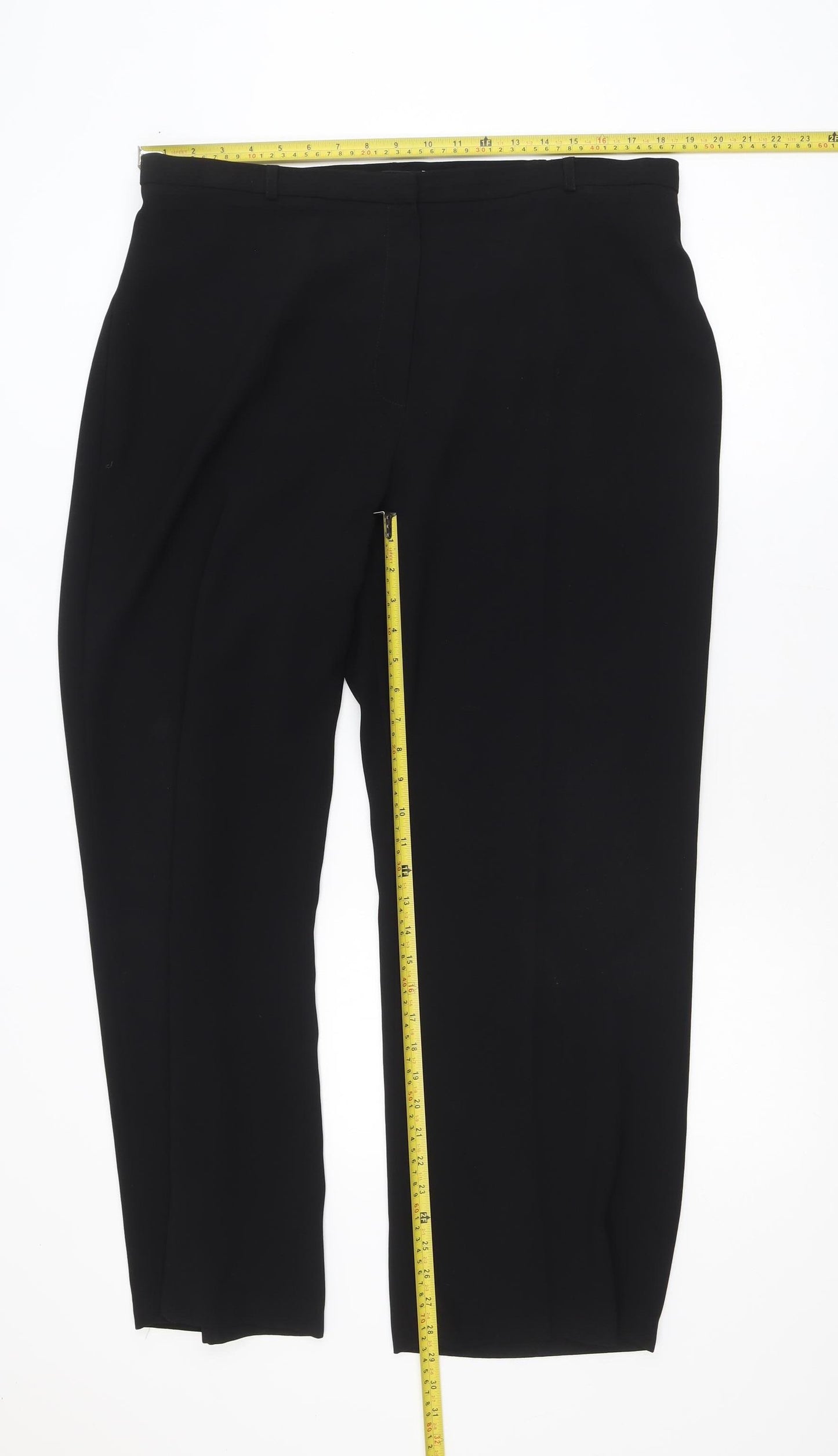 Dunnes Stores Womens Black Polyester Straight Leg Trousers Size 20