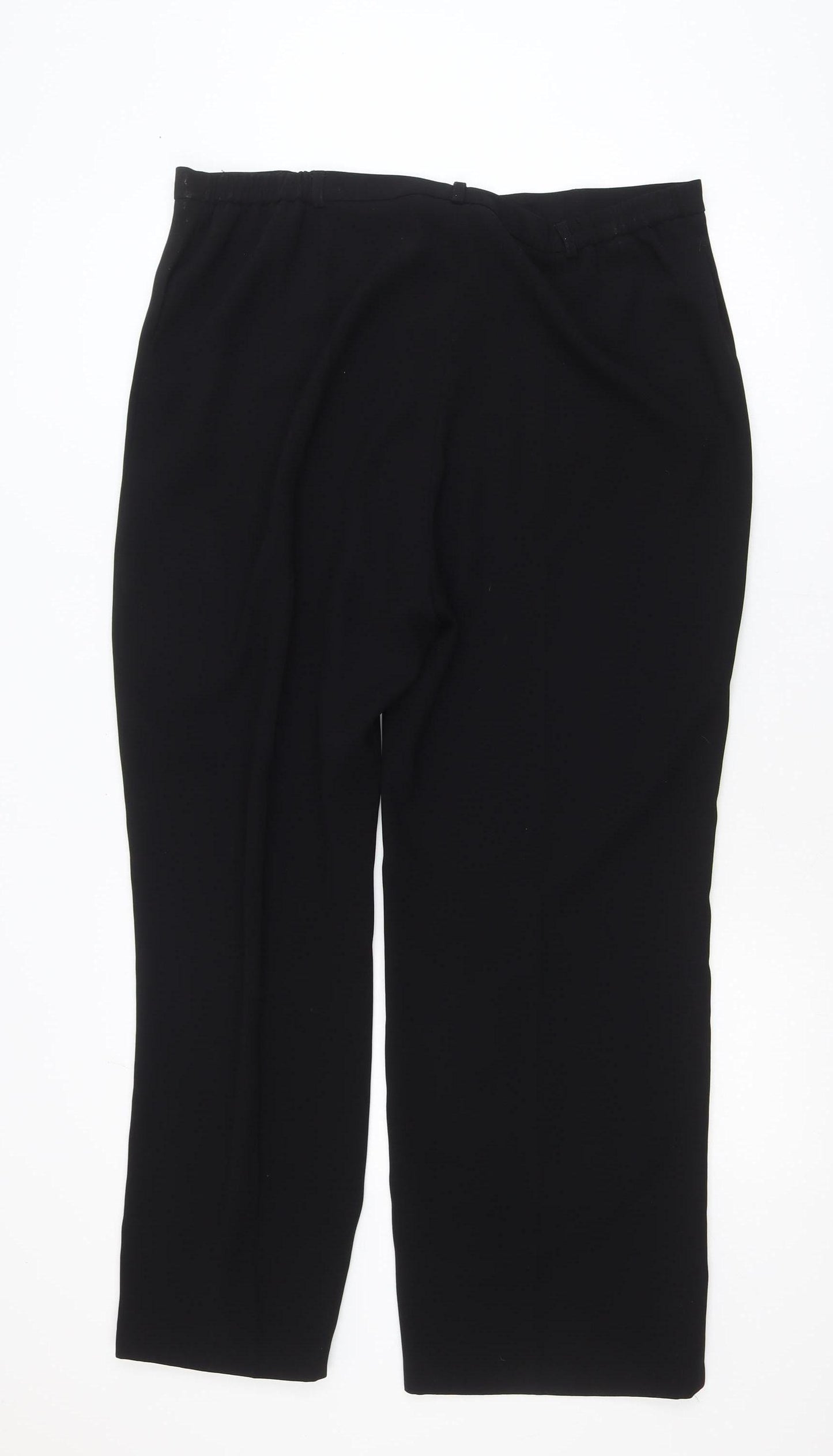 Dunnes Stores Womens Black Polyester Straight Leg Trousers Size 20