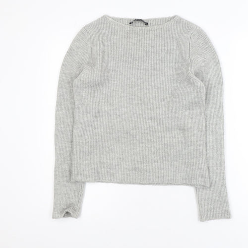 MNG Womens Grey Crew Neck Knit Pullover Jumper Size 12