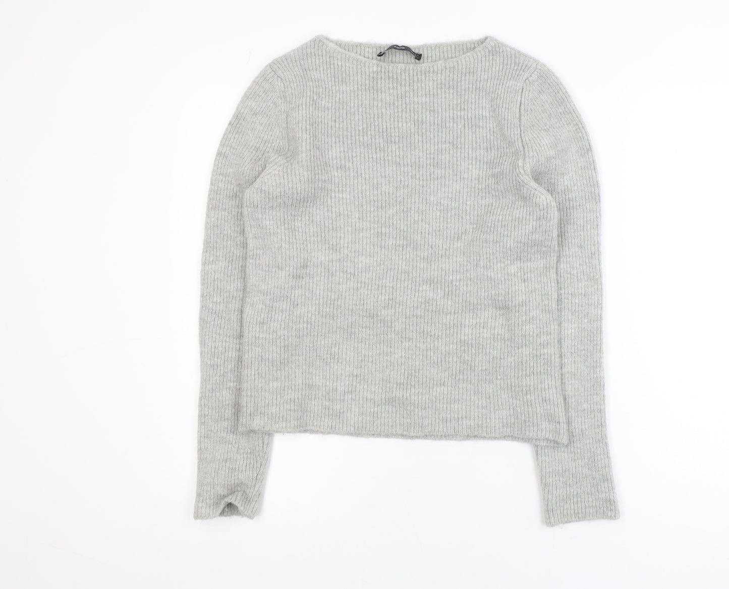 MNG Womens Grey Crew Neck Knit Pullover Jumper Size 12