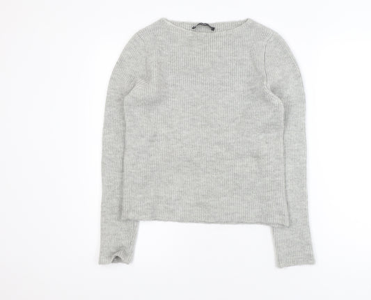 MNG Womens Grey Crew Neck Knit Pullover Jumper Size 12