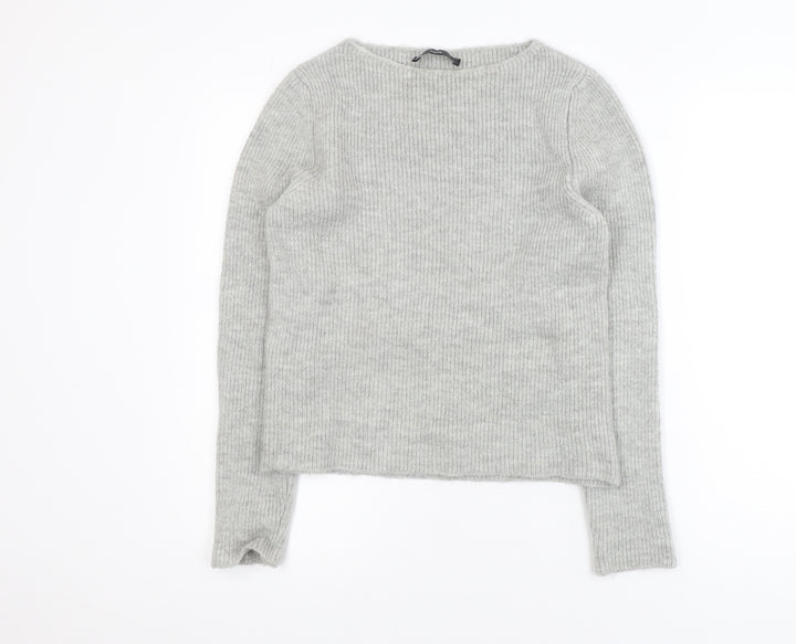 MNG Womens Grey Crew Neck Knit Pullover Jumper Size 12