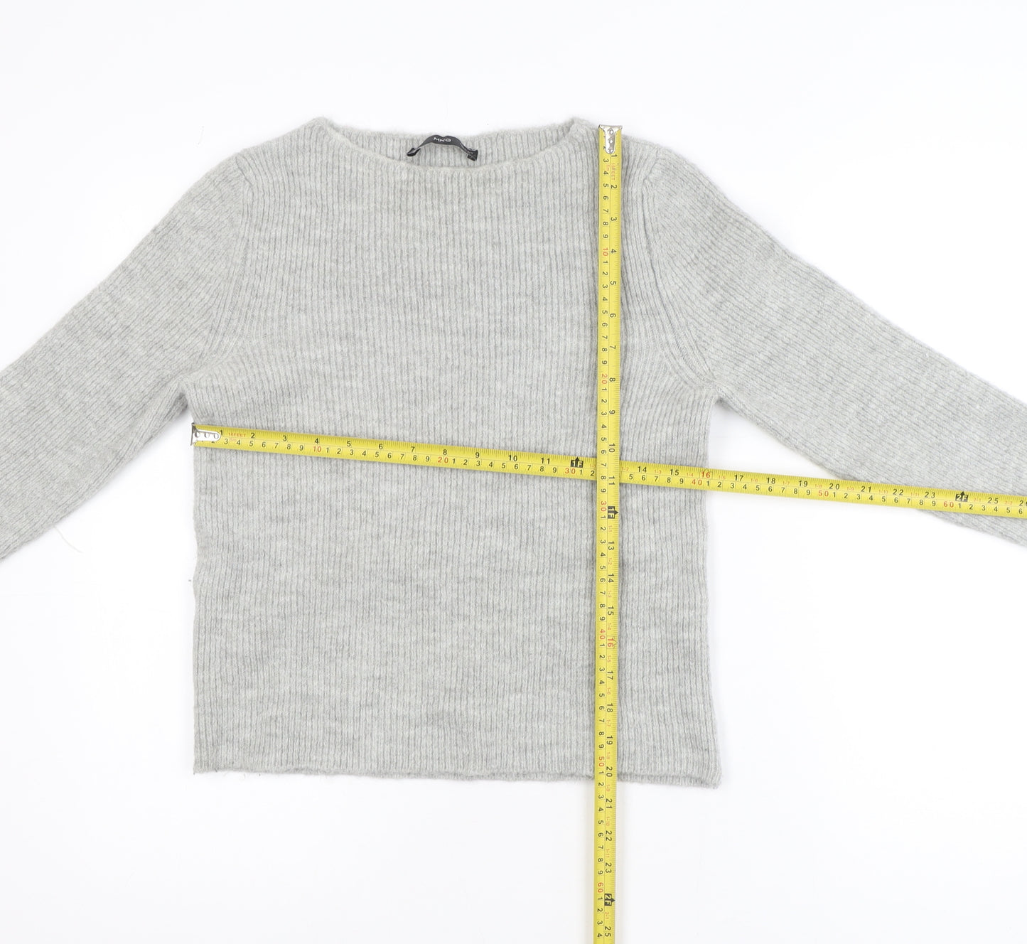 MNG Womens Grey Crew Neck Knit Pullover Jumper Size 12