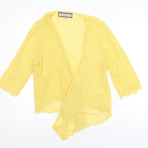 Paco Boutique Women's Yellow Open Knit 3/4 Sleeve Cardigan Size 18