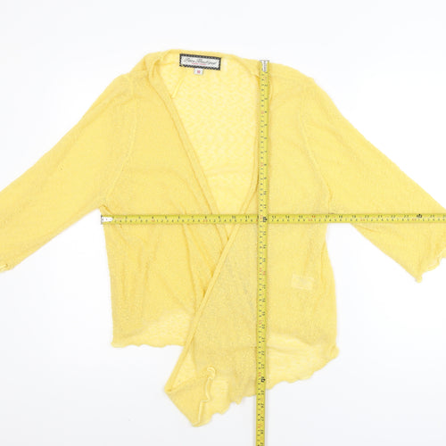 Paco Boutique Women's Yellow Open Knit 3/4 Sleeve Cardigan Size 18