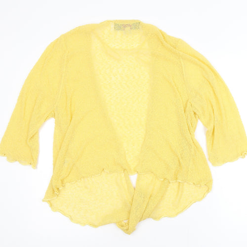 Paco Boutique Women's Yellow Open Knit 3/4 Sleeve Cardigan Size 18