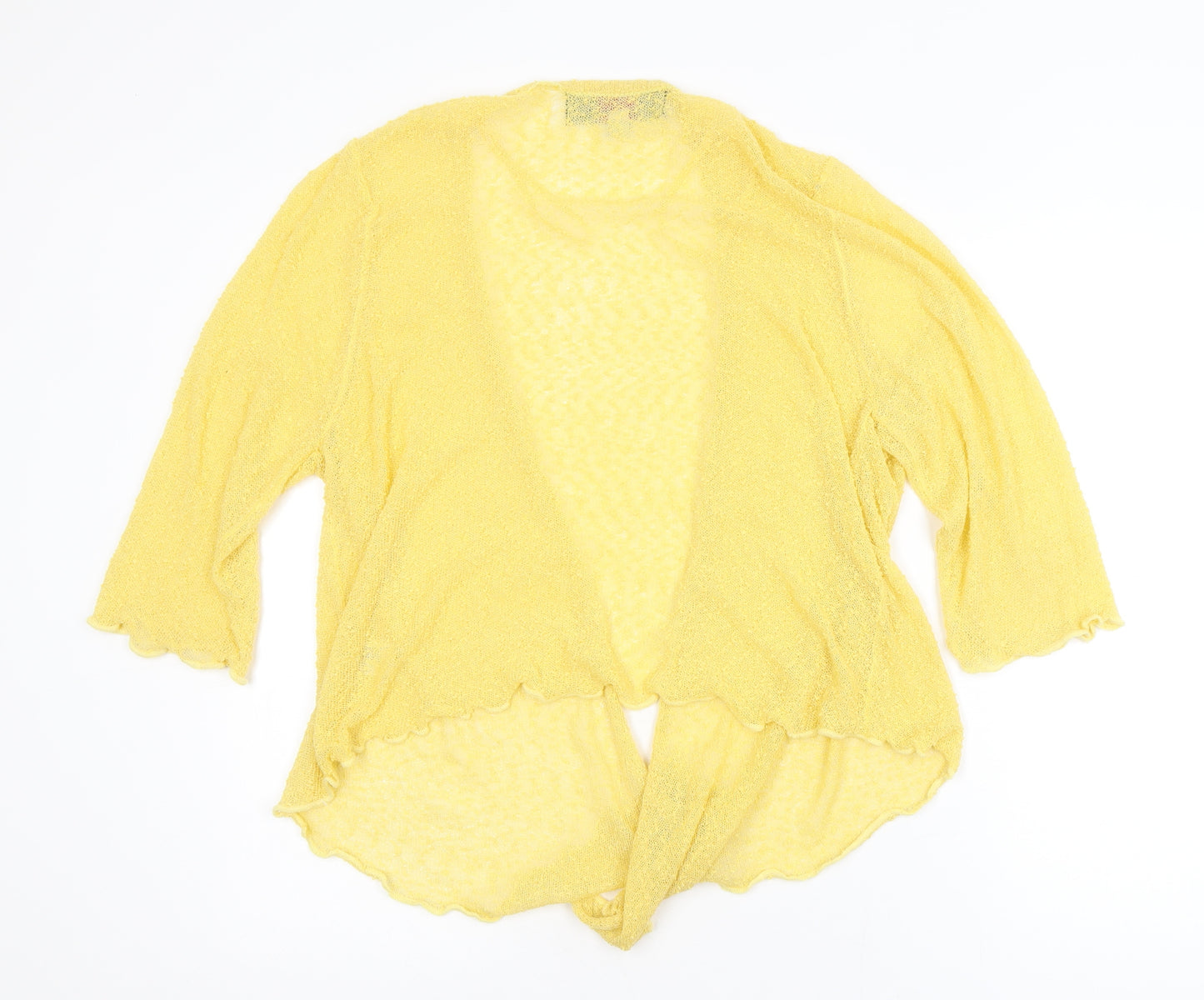 Paco Boutique Women's Yellow Open Knit 3/4 Sleeve Cardigan Size 18