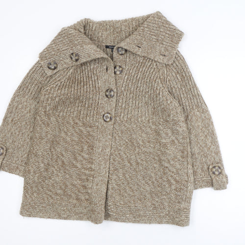 Dunnes Women Beige Acrylic Knit Coatigan Size 14-16 Buttoned