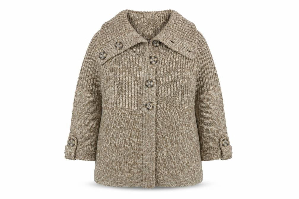 Dunnes Women Beige Acrylic Knit Coatigan Size 14-16 Buttoned