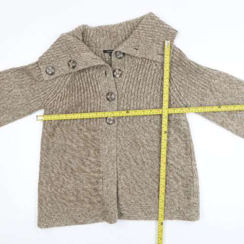 Dunnes Women Beige Acrylic Knit Coatigan Size 14-16 Buttoned