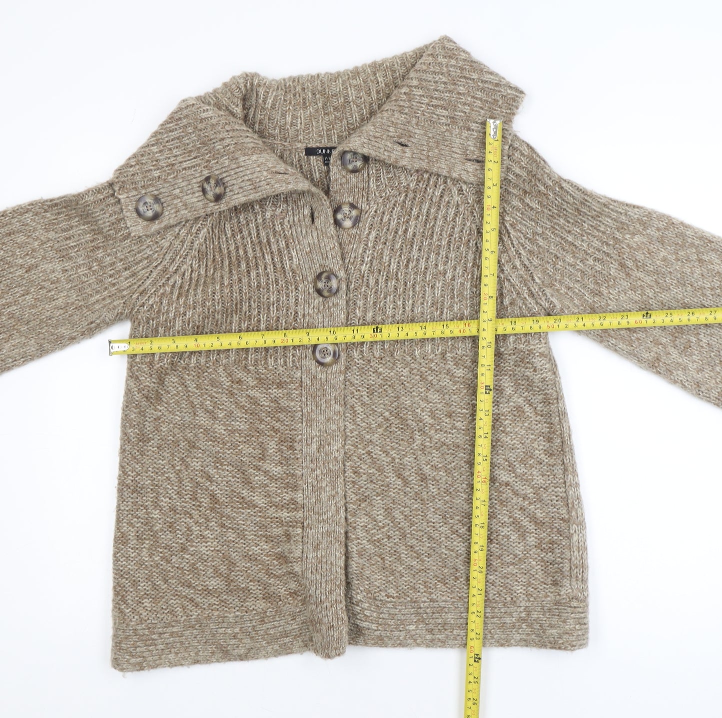 Dunnes Women Beige Acrylic Knit Coatigan Size 14-16 Buttoned