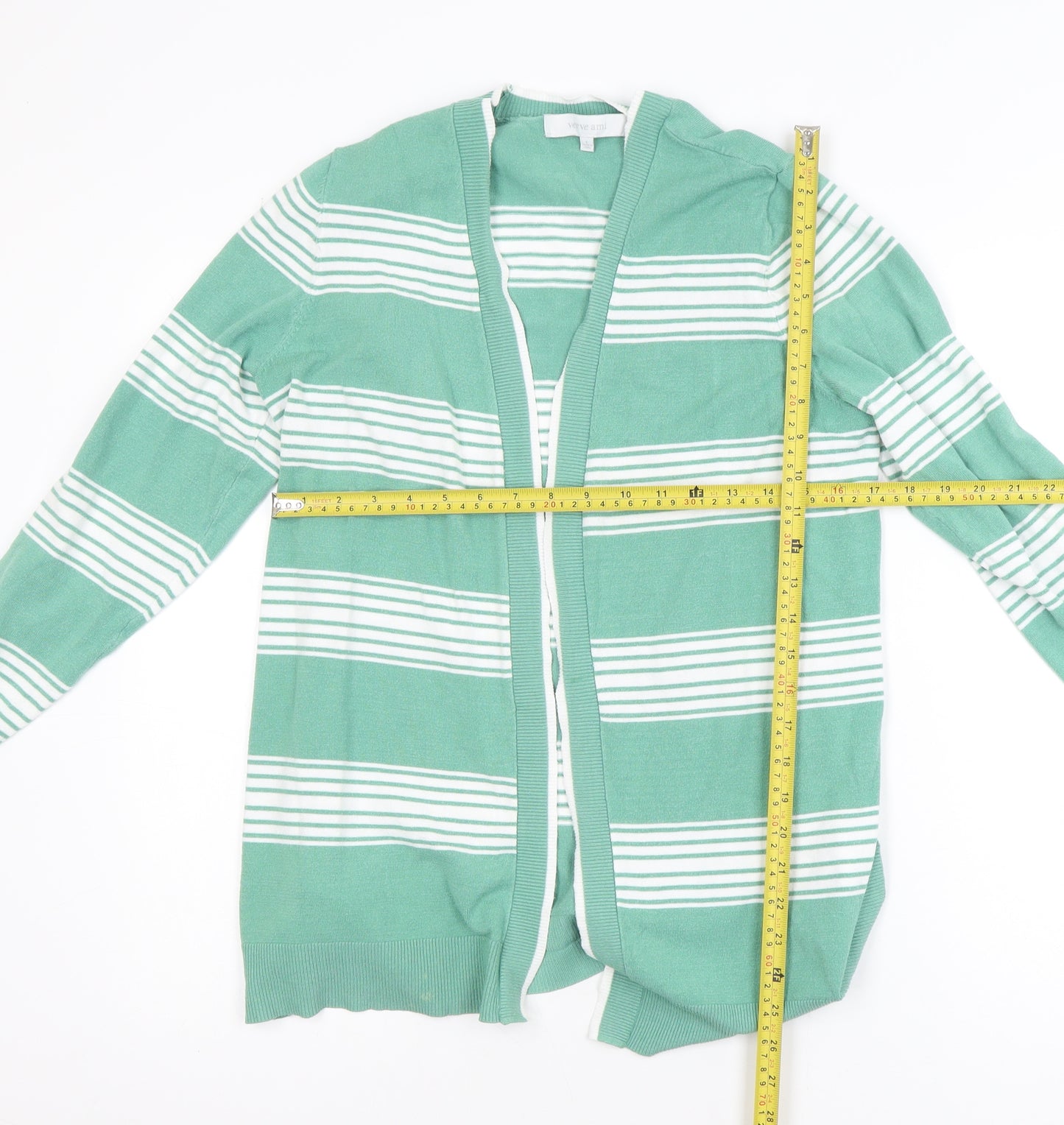 Verve Ami Women's Green Striped Long Sleeve Cardigan Size L