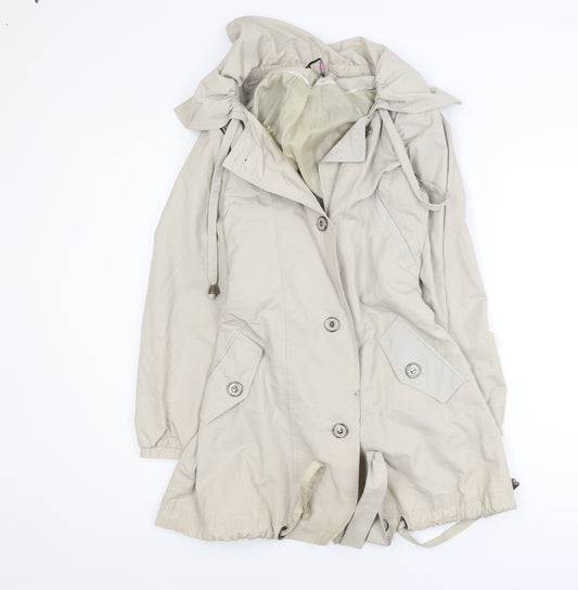 Savida Women's Beige Trench Coat Size 10 Belted Hooded Jacket
