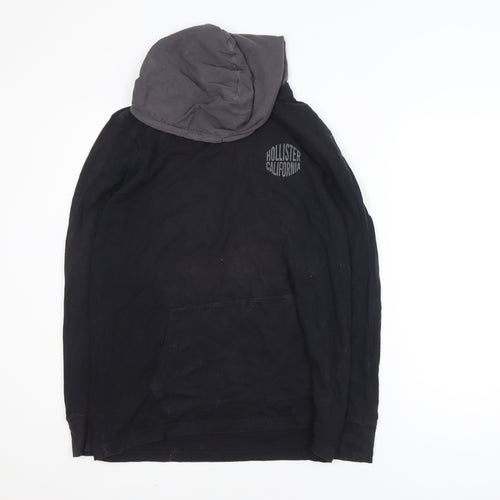 Hollister Men’s Black Pullover Hoodie M Logo Cotton Classic Fit