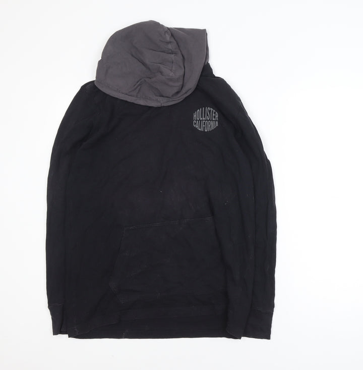 Hollister Men’s Black Pullover Hoodie M Logo Cotton Classic Fit