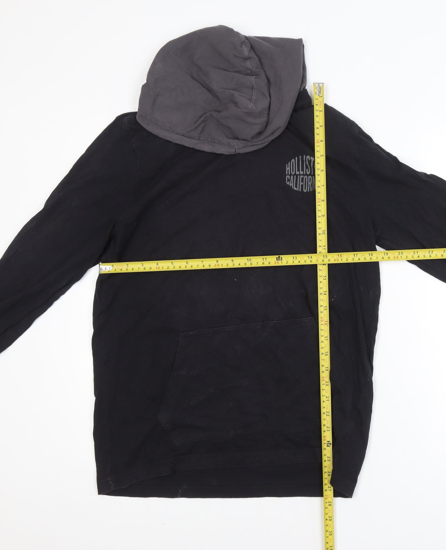 Hollister Men’s Black Pullover Hoodie M Logo Cotton Classic Fit