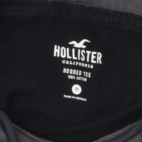 Hollister Men’s Black Pullover Hoodie M Logo Cotton Classic Fit